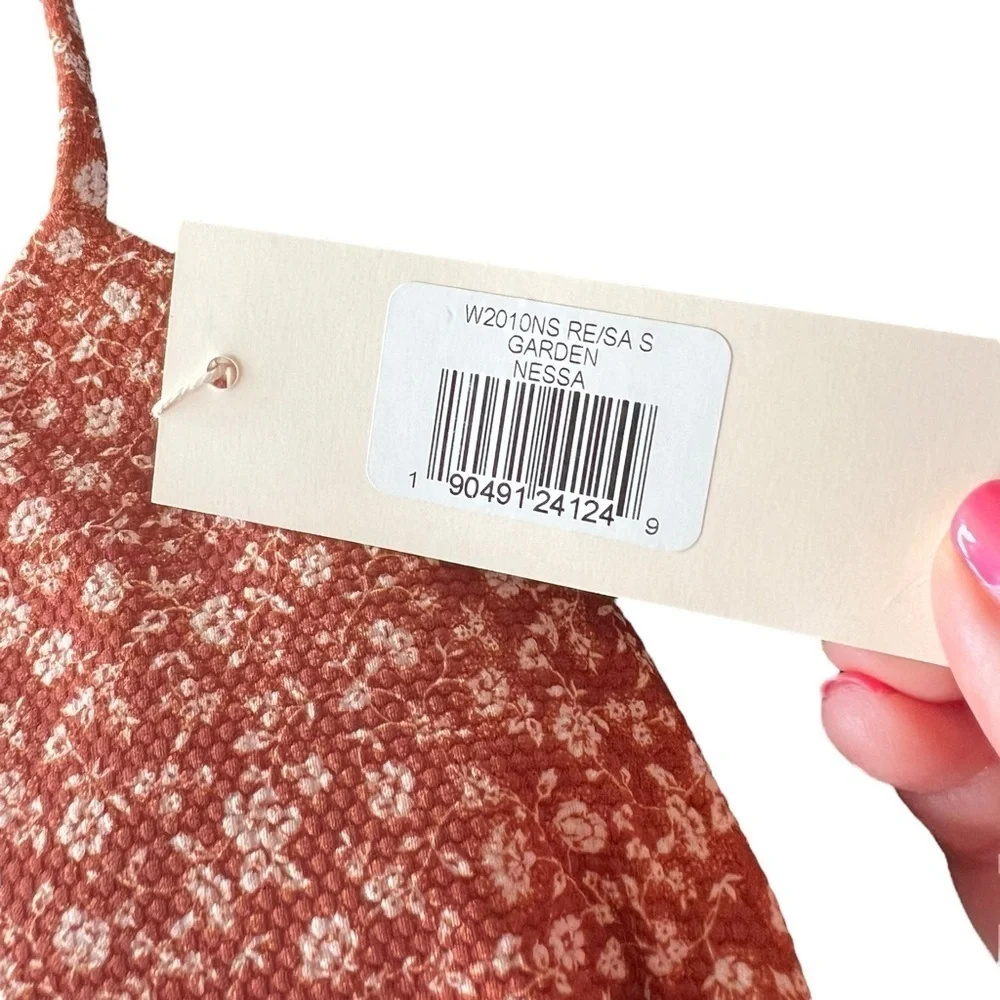 NWT Eberjey Women’s Garden Nessa Bikini Top in Redwood & Sand in size Small